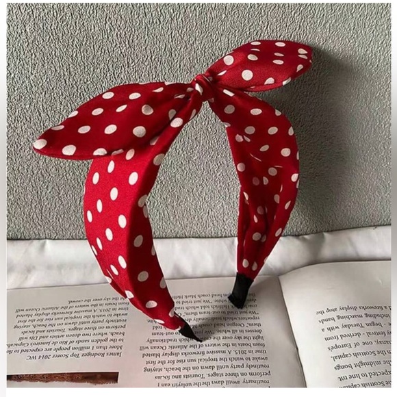 Polka Dot Headbands bundle - Red and Black, wired bow for adjustment CUTE - Picture 3 of 4